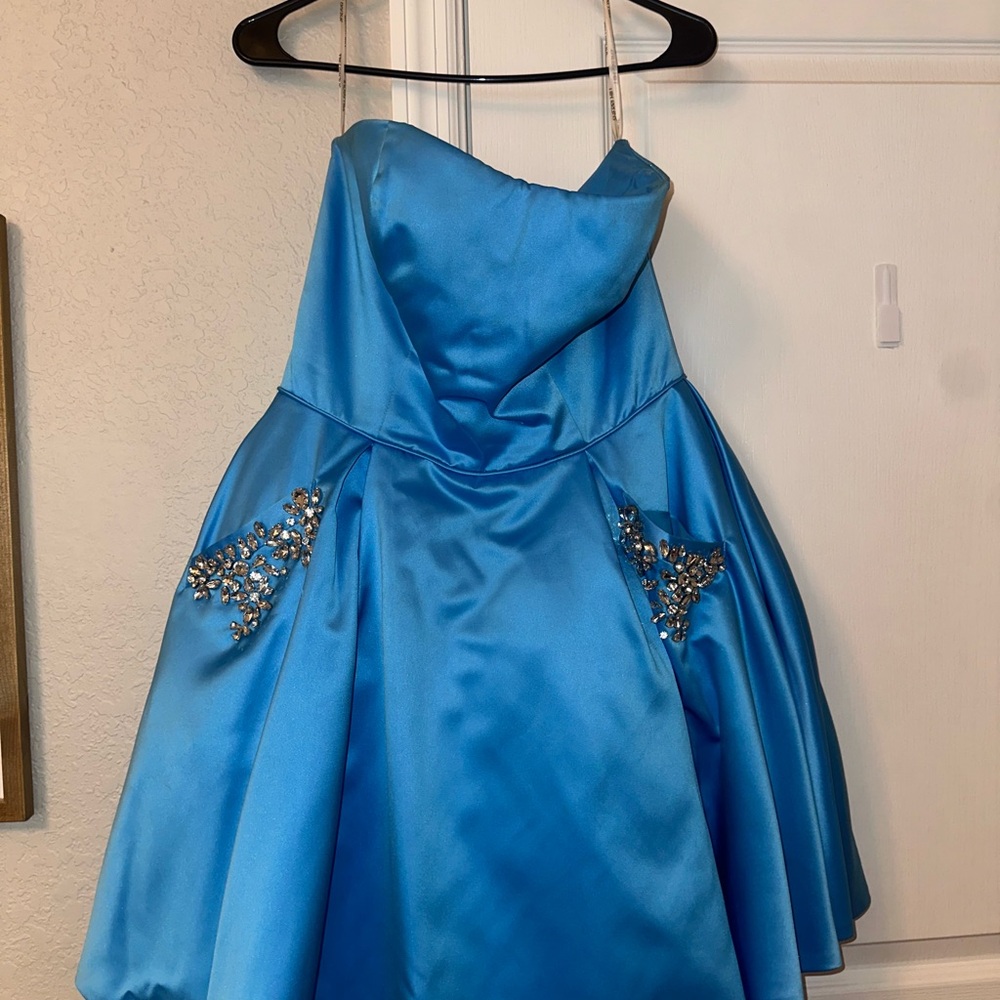 Sherri Hill Strapless Dress in Vibrant Blue with Embellishments